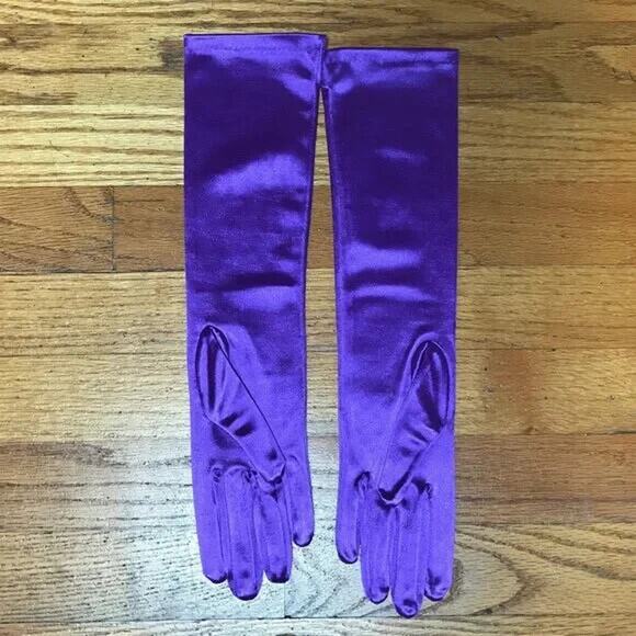 Leg Avenue Accessories - Goth Victorian Steampunk Vampire Satin Elbow Length Long Lavender Purple Gloves